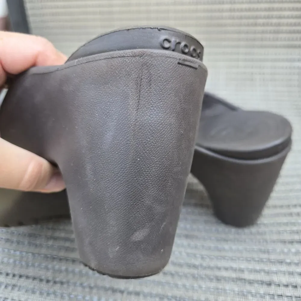 Crocs Women's Cyprus IV Open Toe Slip-on Heel Sandals Strappy Brown Size 9‎